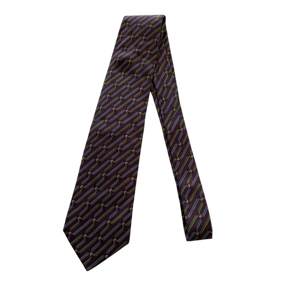 Brooks Brothers Makers USA Purple w/‎ Blue Green Gold Ribbons 100% Silk Tie EUC